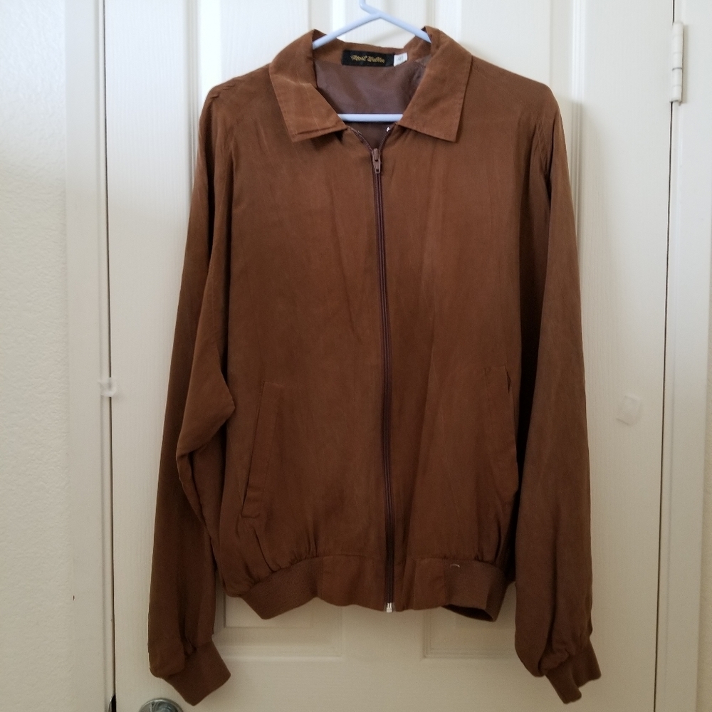 Unisex tan silk jacket